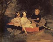 Karl Briullov Portrait of the artistand Baroness yekaterina meller-Zakomelskaya with her daughter in a boat Sweden oil painting artist